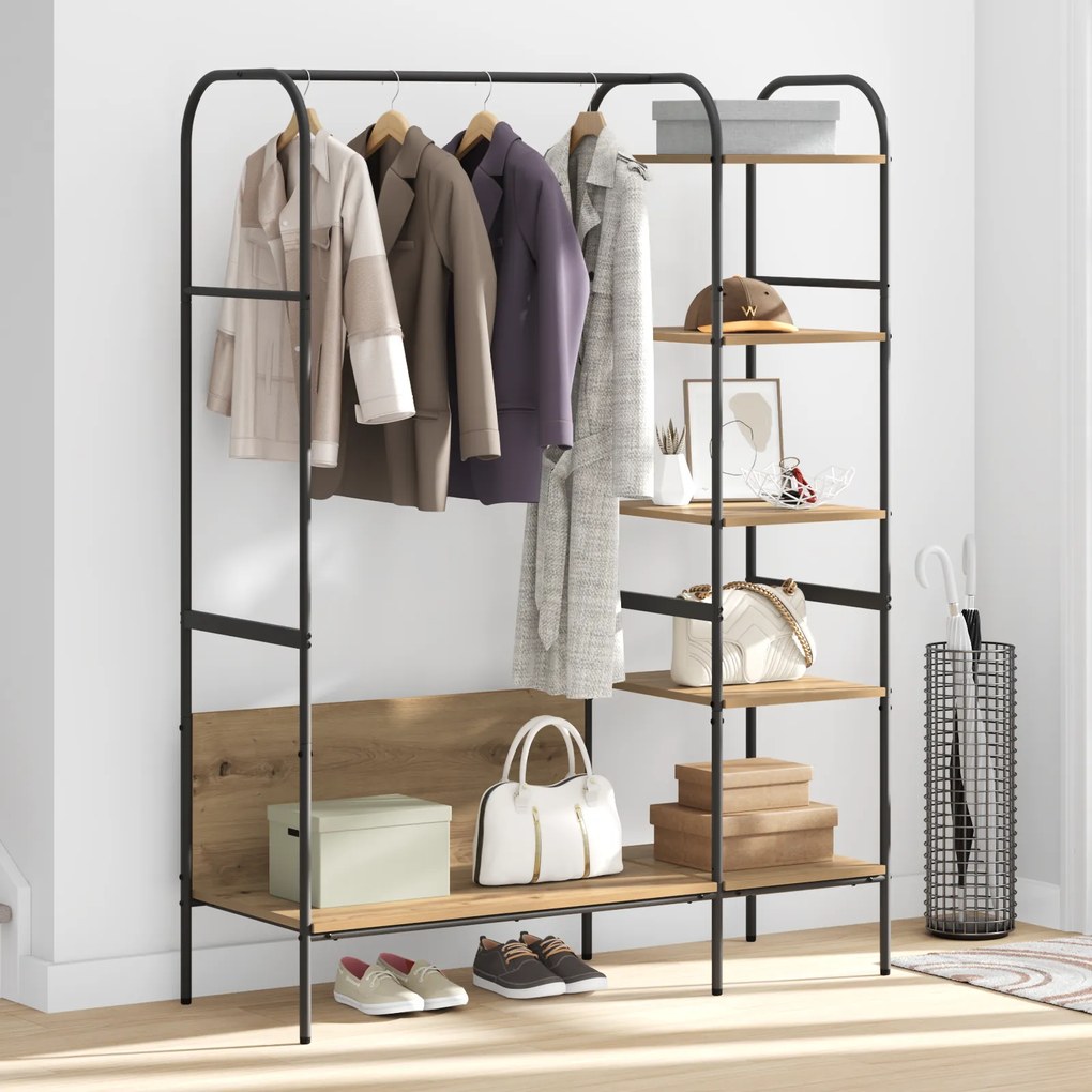 vidaXL Ράφι Ρούχων με Ράφια Ξύλο Δρυός 120x44x160 εκ Σχεδιασμένο Ξύλο