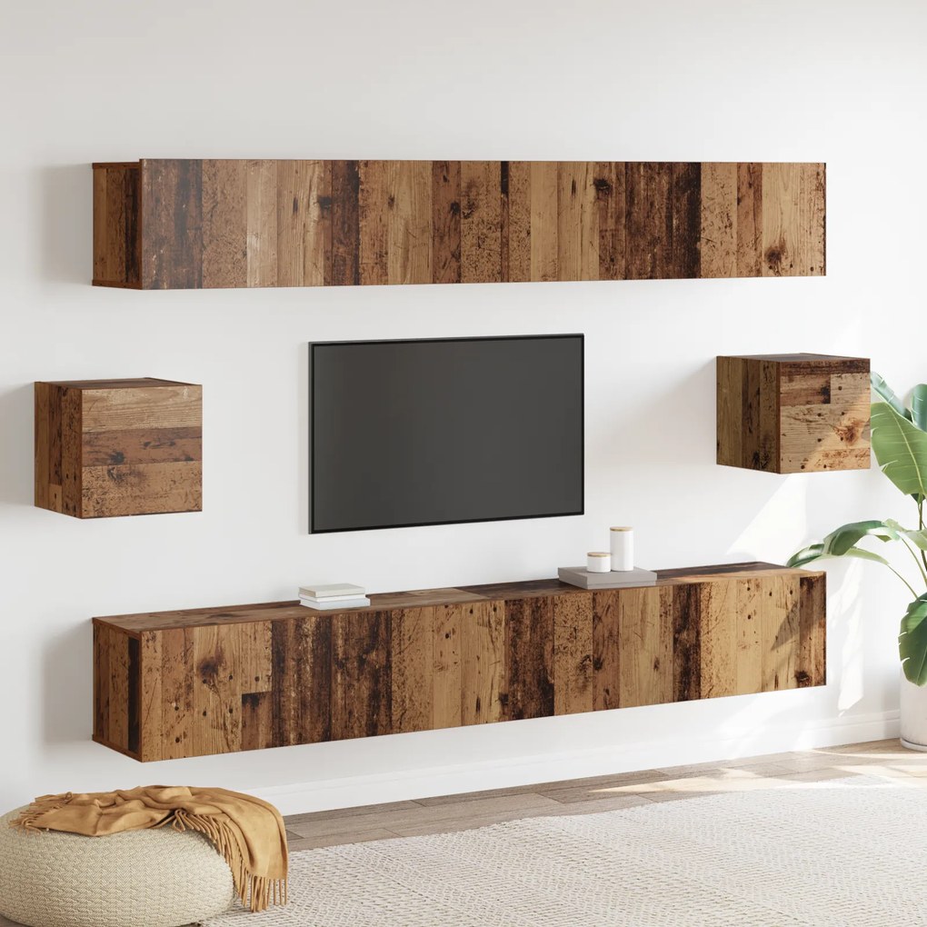 vidaXL Σετ επίπλου τηλεόρασης 6 pcs Παλαιό ξύλο 100 x 30 x 30 cm ξύλο