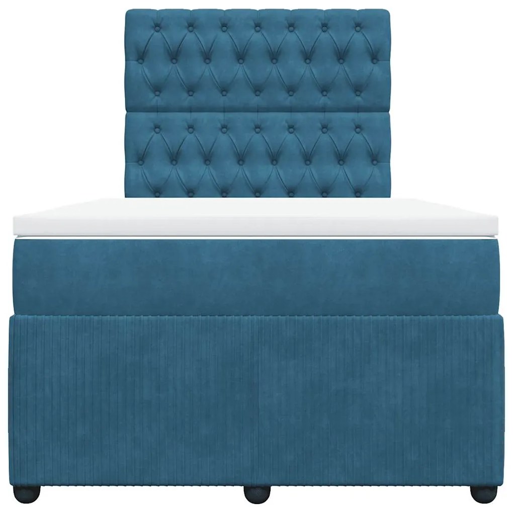 vidaXL Κρεβάτι Boxspring με Στρώμα Σκούρο Μπλε 120x190 εκ. Βελούδινο