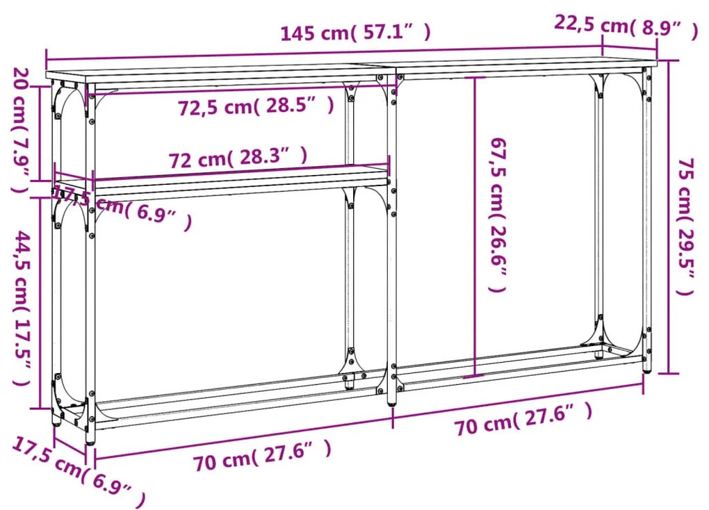 ΤΡΑΠΕΖΙ ΚΟΝΣΟΛΑ ΓΚΡΙ SONOMA 145X22,5X75 ΕΚ. ΕΠΕΞΕΡΓΑΣΜΕΝΟ ΞΥΛΟ 834098