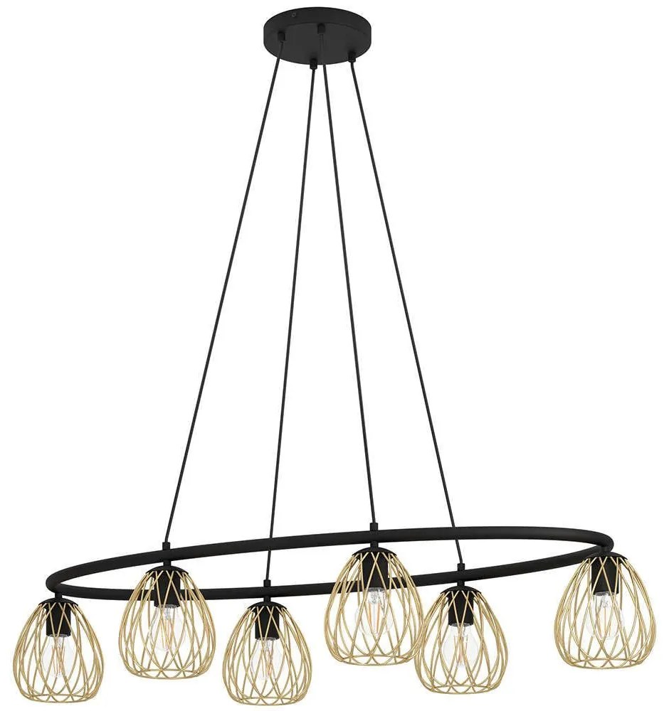 Φωτιστικό Οροφής Jazminia 1 116x56,5x150cm 6xE27 40W Black-Brass Eglo Ατσάλι