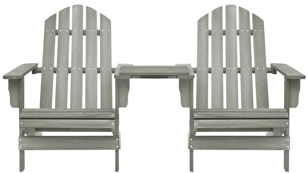 vidaXL Καρέκλες Κήπου Adirondack με Τραπέζι Γκρι από Μασίφ Ξύλο Ελάτης