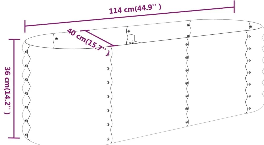 vidaXL Ζαρντινιέρα Υπερυψωμένη Ασημί 114x40x36 εκ. Ατσάλι Ηλεκτρ. Βαφή