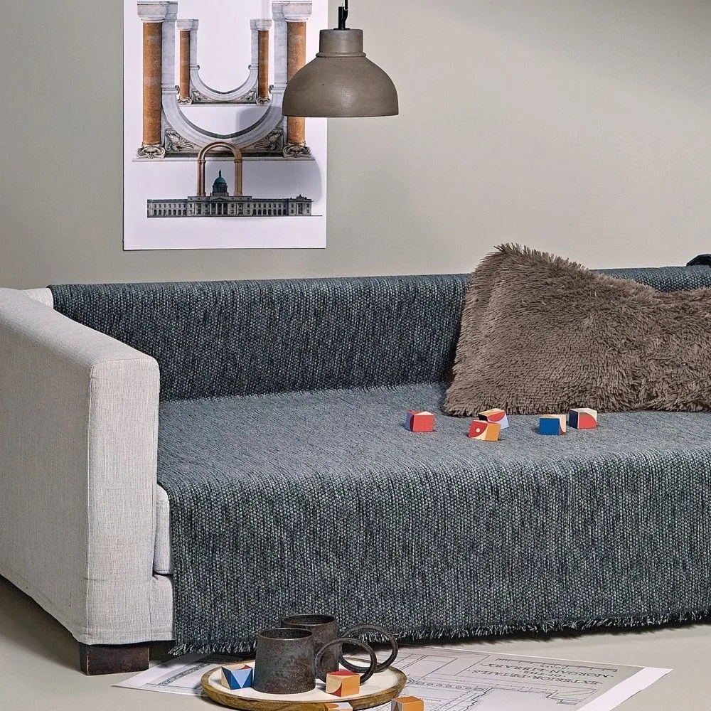 Ριχτάρι Kanon 24 Dark Grey Kentia Τετραθέσιο 180x340cm Chenille,Cotton,Polyester