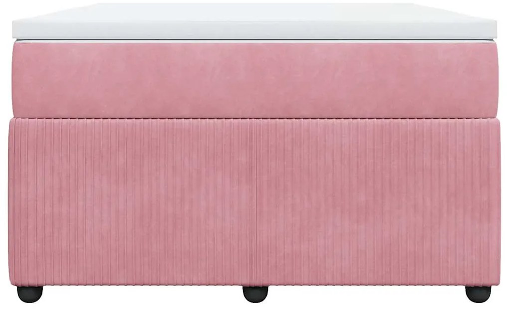 vidaXL Κρεβάτι Boxspring με Στρώμα Ροζ 120x200 εκ. Βελούδινο