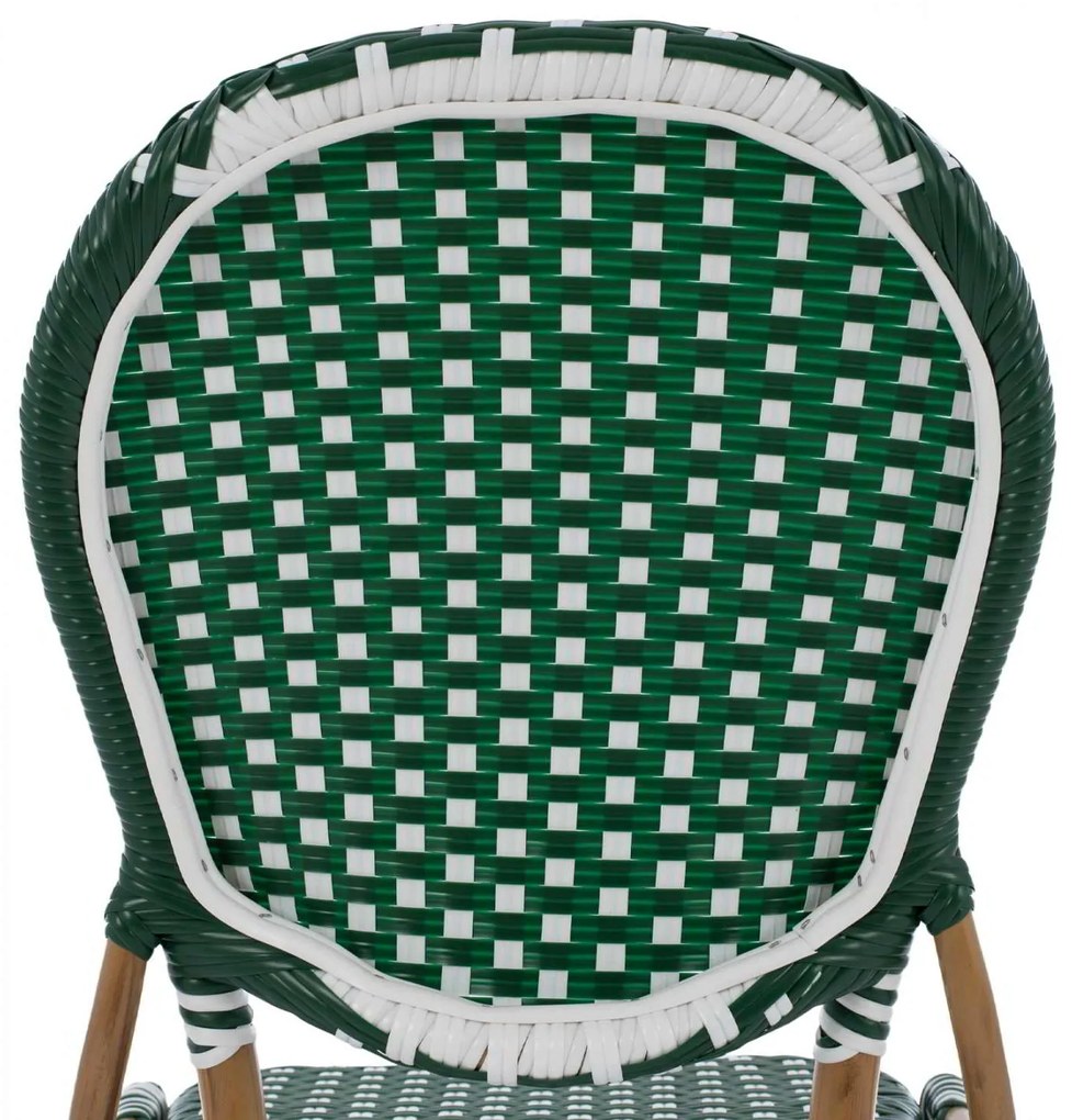 ΚΑΡΕΚΛΑ ΑΛΟΥΜΙΝΙΟΥ BAMBOO LOOK ΜΕ WICKER ΠΡΑΣΙΝΟ ΛΕΥΚΟ HM5792.01 47x55x98 εκ.