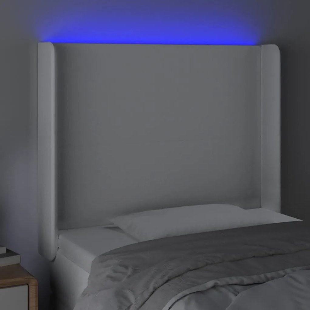 vidaXL Κεφαλάρι Κρεβατιού LED Λευκό 83x16x118/128 εκ.Συνθετ. Δέρμα
