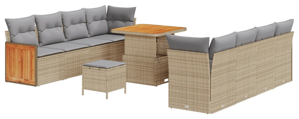 vidaXL Σετ Καναπέ Κήπου 11 pcs μπεζ και ανοιχτό γκρι 80 x 80 x 71 cm