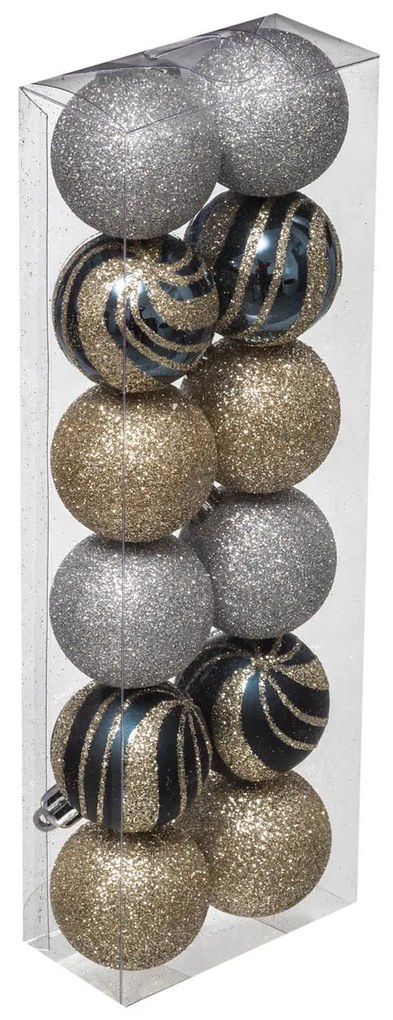 Χριστουγεννιάτικες Μπάλες (Σετ 12τμχ) A-S Silver/Gold 129153L2