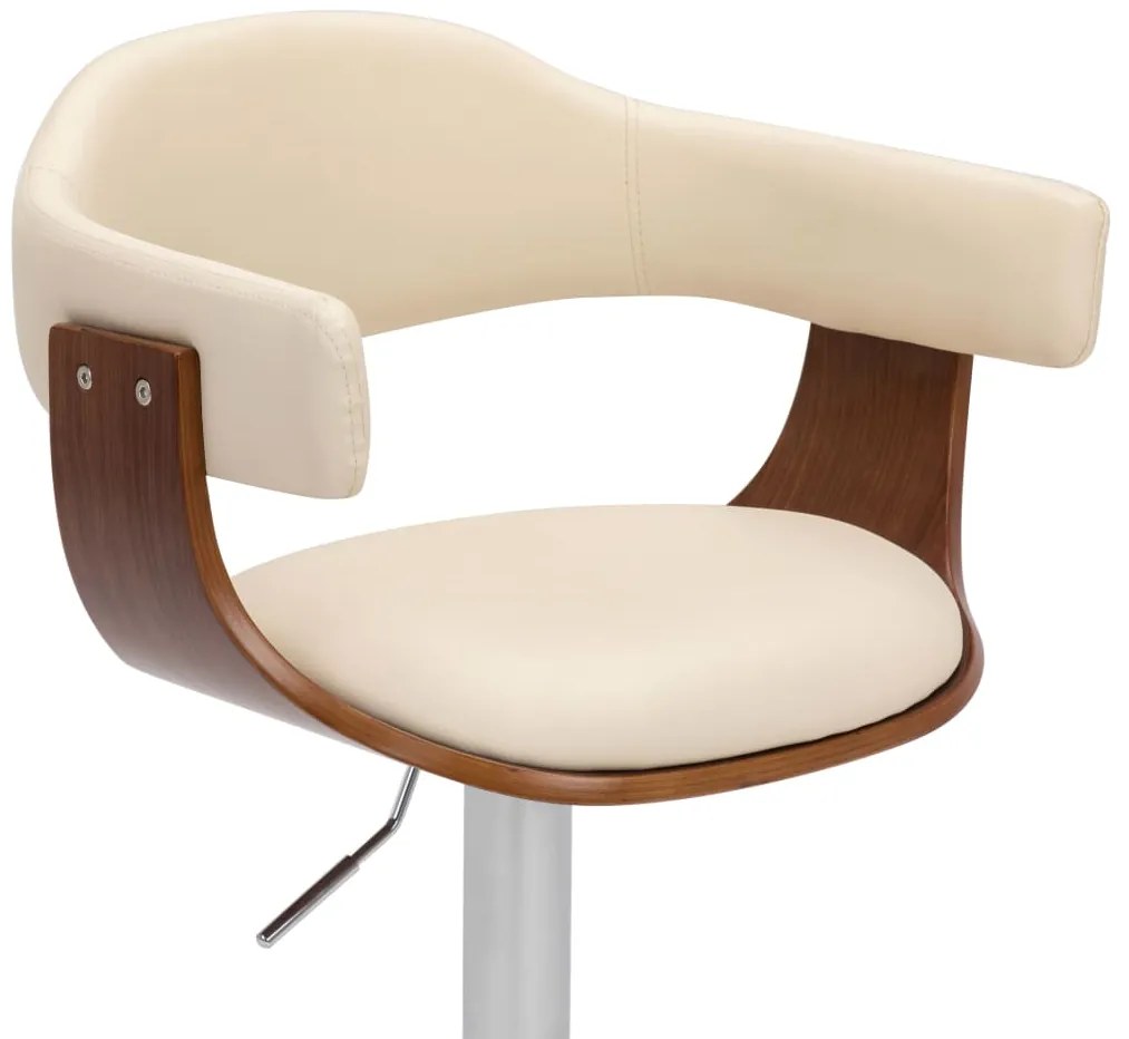 vidaXL Σκαμπό Μπαρ 2 τεμ. Κρεμ από Λυγισμένο Ξύλο και Συνθετικό Δέρμα