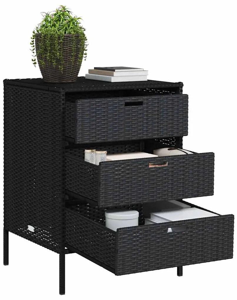 vidaXL Ντουλάπι Αποθήκευσης Κήπου Μαύρο 55x59x80 εκ. Συνθετικό Ρατάν
