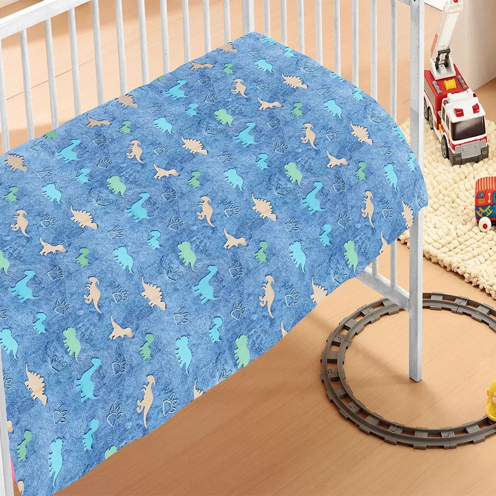 Κουβέρτα Βρεφική Dinosaur Fleece Φωσφοριζέ Multi DimCol Αγκαλιάς 70x110cm Polyester
