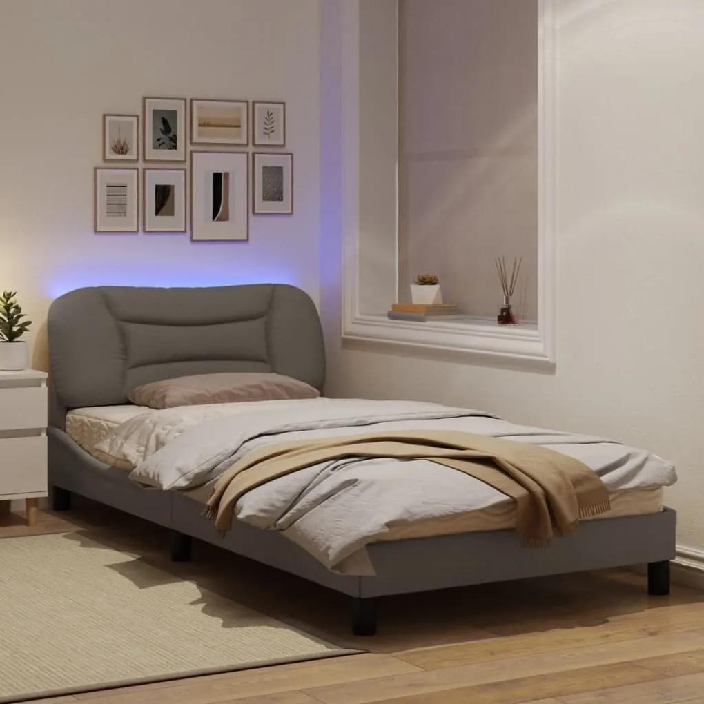 Πλαίσιο Κρεβατιού με LED Taupe 100x200 εκ. Υφασμάτινο - Μπεζ-Γκρι