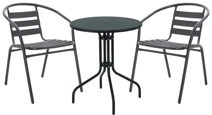 Τραπεζαρία Vergo-Tade pakoworld 3τεμ μαύρο μέταλλο Φ60x70εκ 130-000138