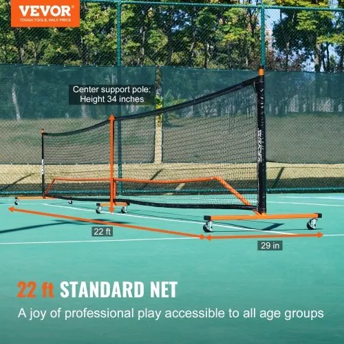 VEVOR Pickleball Net Set, 22FT Regulation Size Portable Pickleball System with Bags, Balls, Paddles, Wheels, and Court Lines, Weather Resistant Metal Frame &amp; PE Net, for Outdoor Backyard Driveway