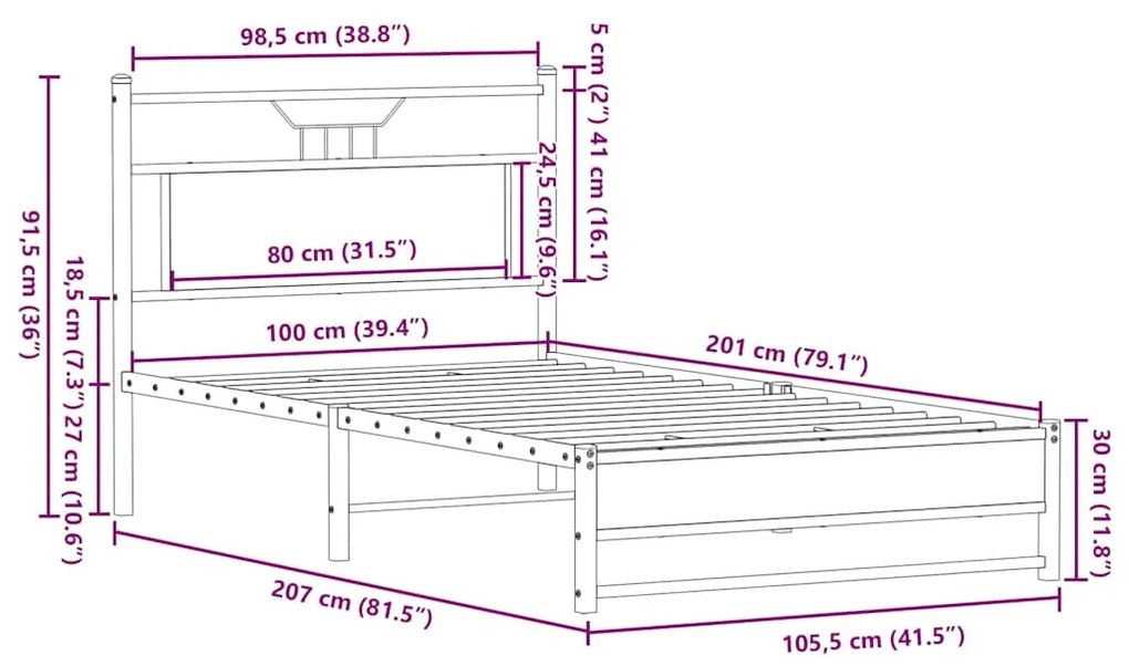 ΠΛΑΙΣΙΟ ΚΡΕΒΑΤΙΟΥ ΧΩΡ. ΣΤΡΩΜΑ SONOMA ΔΡΥΣ 100X200ΕΚ ΕΠ. ΞΥΛΟ 4106957