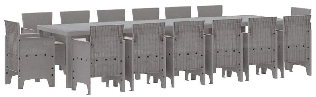 vidaXL Σέτ φαγητού για κήπο 15 pcs Ανοιχτό γκρι Rattan Polt