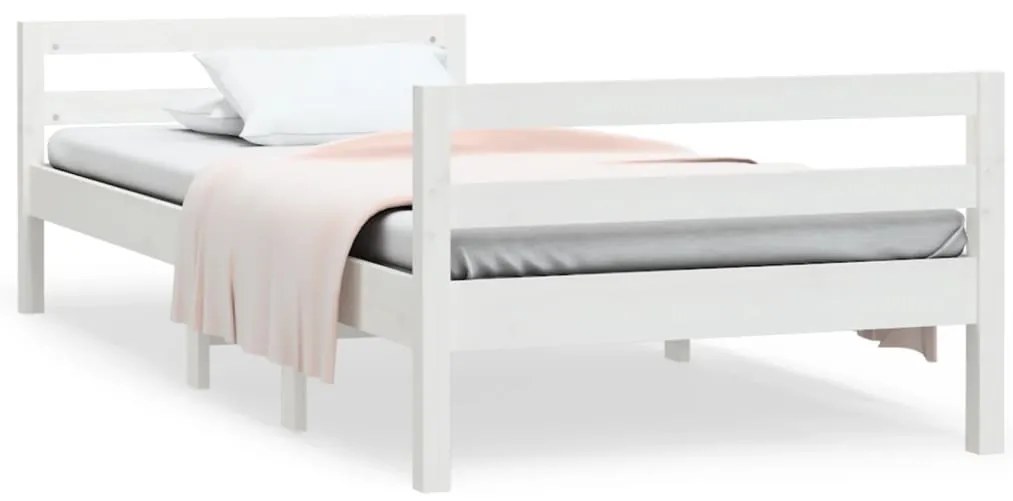 vidaXL Σκελετός Κρεβ. Χωρίς Στρώμα Λευκό 90x190 εκ Μασίφ Πεύκο