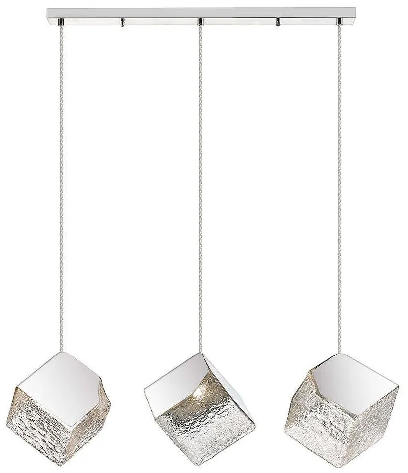 Φωτιστικό Οροφής - Ράγα Dream 4273200 84x148,5cm 3xE14 25W Clear-Chrome Viokef Steel,Glass