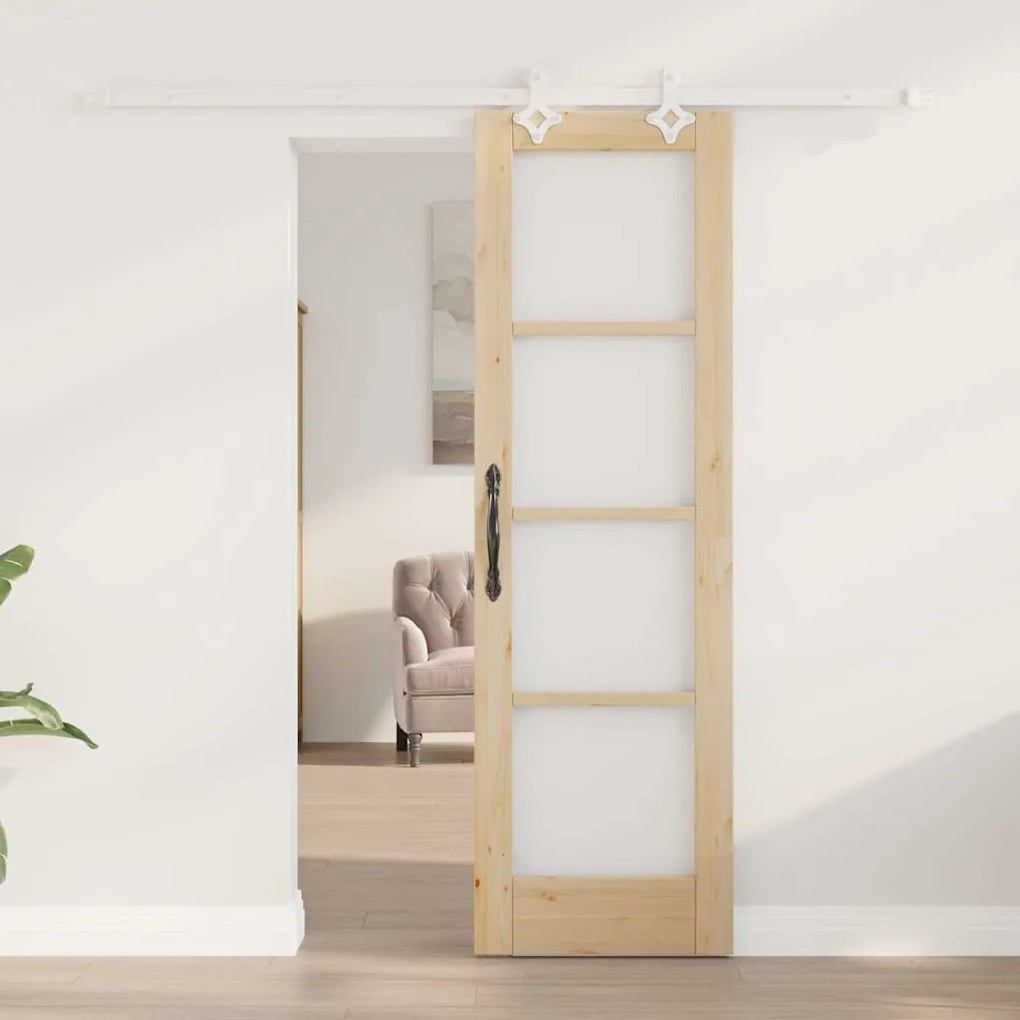 vidaXL Συρόμενη Πόρτα Καφέ 61 x 198.5 εκ. Ξύλο και μέταλλο
