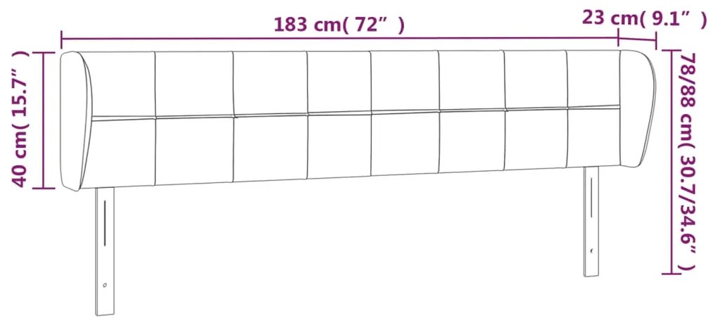 Κεφαλάρι με Πτερύγια Ανοιχτό Γκρι 183x23x78/88 εκ. Βελούδινο 3117204
