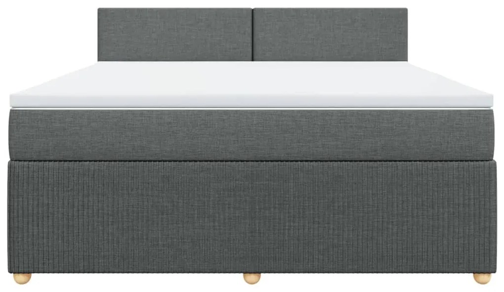 Κρεβάτι Boxspring με Στρώμα Σκούρο Γκρι 180x200 εκ Υφασμάτιν - Γκρι