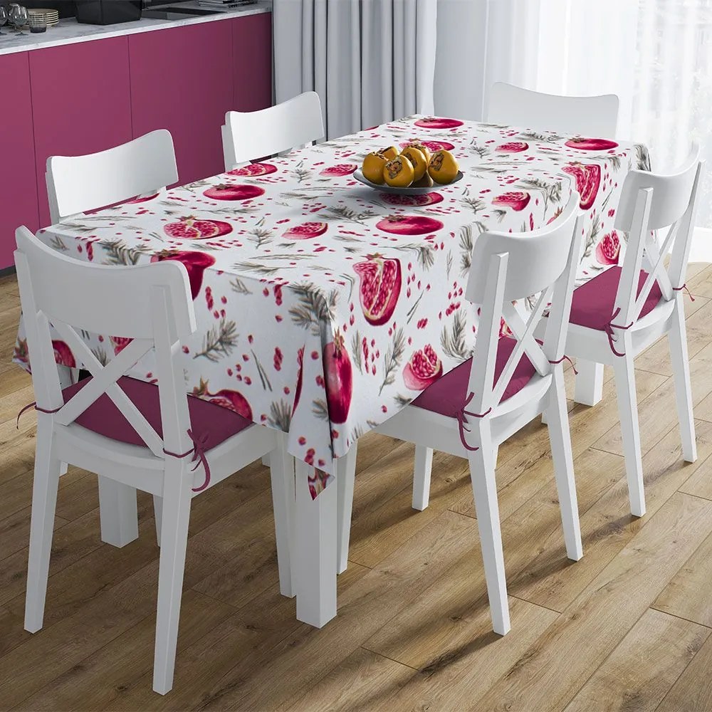 Τραπεζομάντηλο Pomegranate 458 Με Τραβέρσα (Σετ 2τμχ) White-Pink DimCol 140Χ140 140x140cm Cotton-Polyester