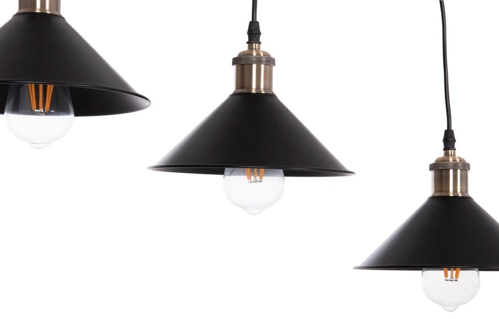 Φωτιστικό Οροφής BELL C7533.11 Τρίφωτο Μέταλλο Μαύρο - Χάλκινη Ντουϊ Φ21,5x128Υ εκ. 21.5x21.5x128 εκ.
