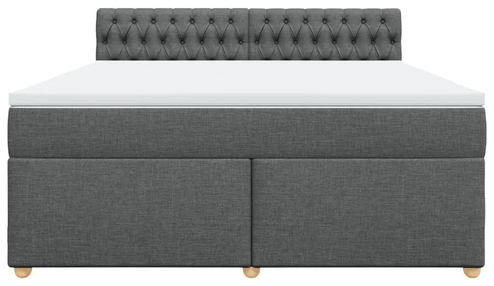 Κρεβάτι Boxspring με Στρώμα Σκούρο Γκρι 180x200 εκ Υφασμάτιν - Γκρι