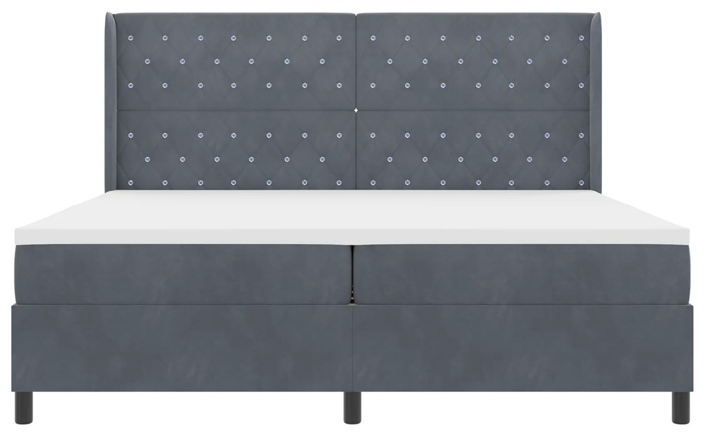 vidaXL κρεβάτι με στρώμα και LED Σκούρο Γκρι 200x200 εκ Βελούδο