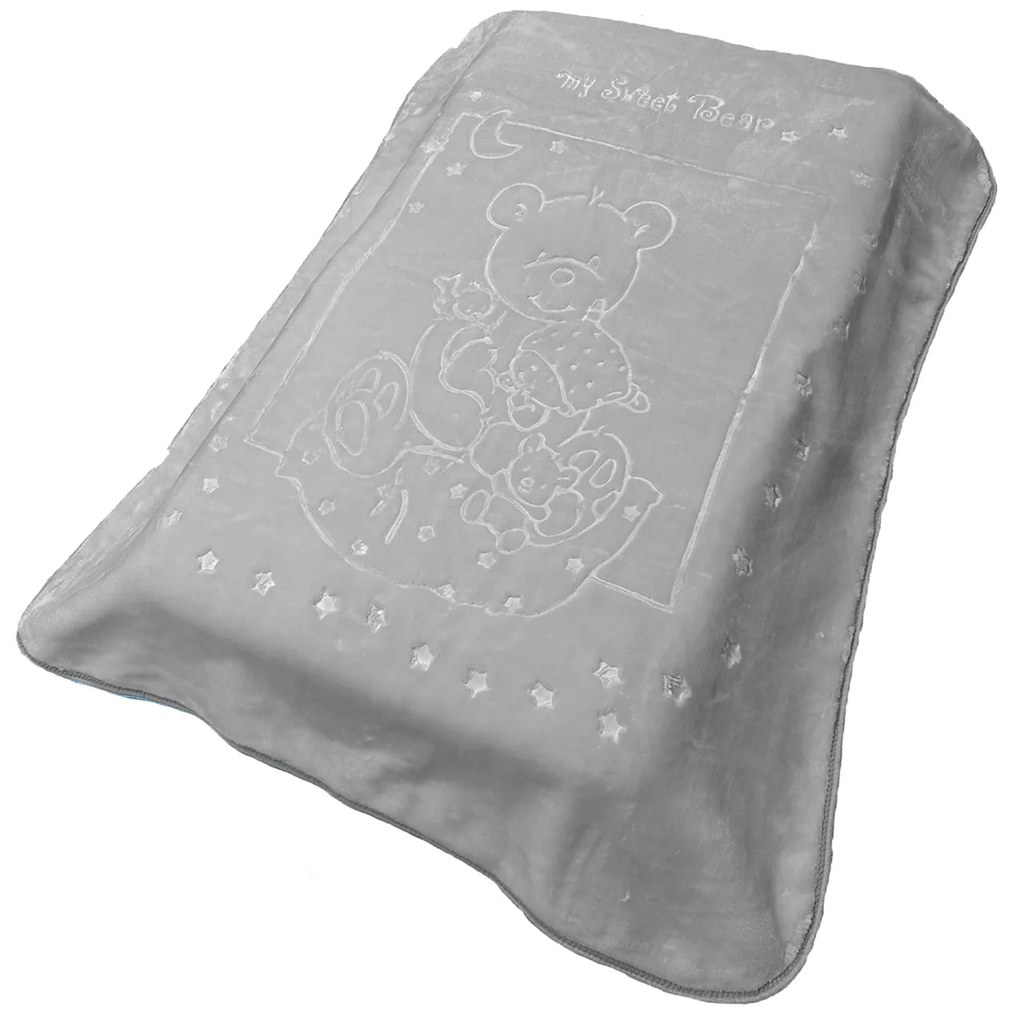 Κουβέρτα Βελουτέ Κούνιας (110x140) Dimcol Sweet Bear 13 Light Grey