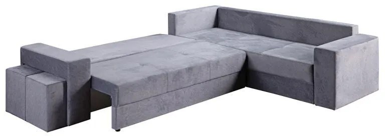 Γωνιακός Καναπές - Κρεβάτι LARA Γκρί 286x250x69εκ. 286x250x69 εκ.