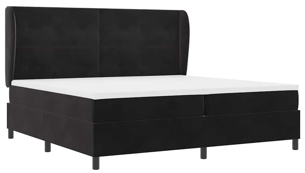 vidaXL Κρεβάτι με ελατήρια με στρώμα Μαύρο 200 x 200 cm Βελούδο