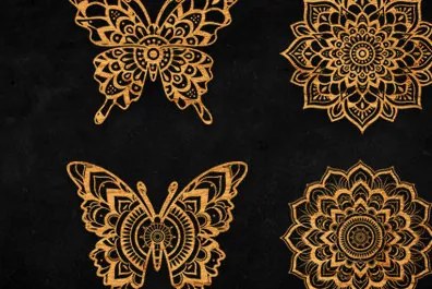 Σετ των 2 Intra απο ξύλο plywood 3mm-4mm πάχος κοπής με λέιζερ 3D Butterfly Mandala Δίασταση 30x30 cm INTRAFABR-94625680