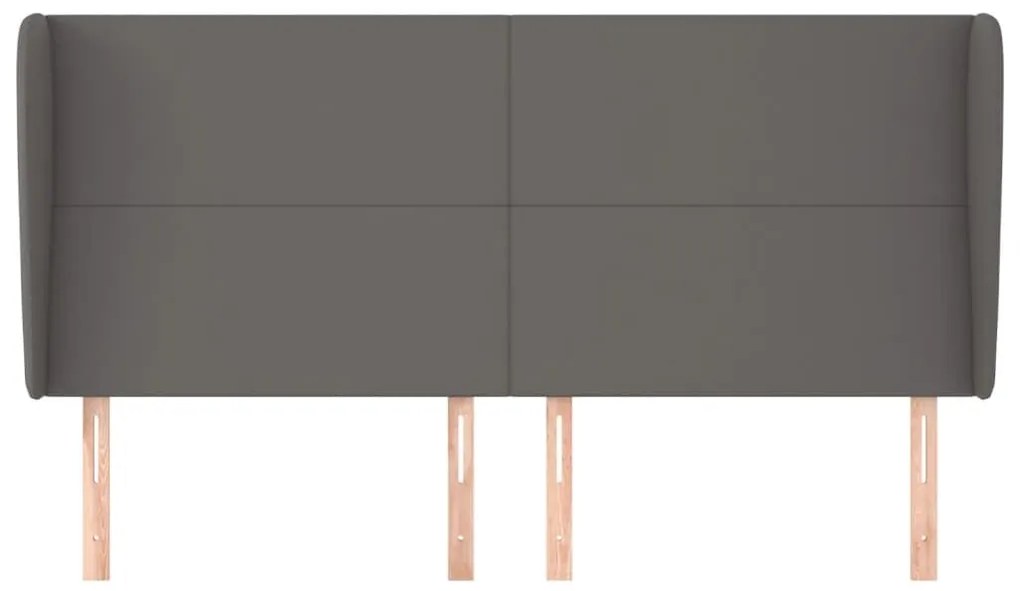 Κεφαλάρι με Πτερύγια Γκρι 163x23x118/128 εκ.Συνθετικό Δέρμα - Γκρι