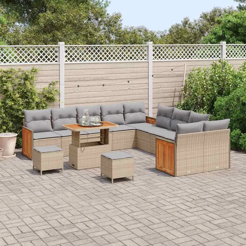 vidaXL Σετ Καναπέ Κήπου 13 pcs μπεζ και ανοιχτό γκρι 90 x 55 x 71 cm