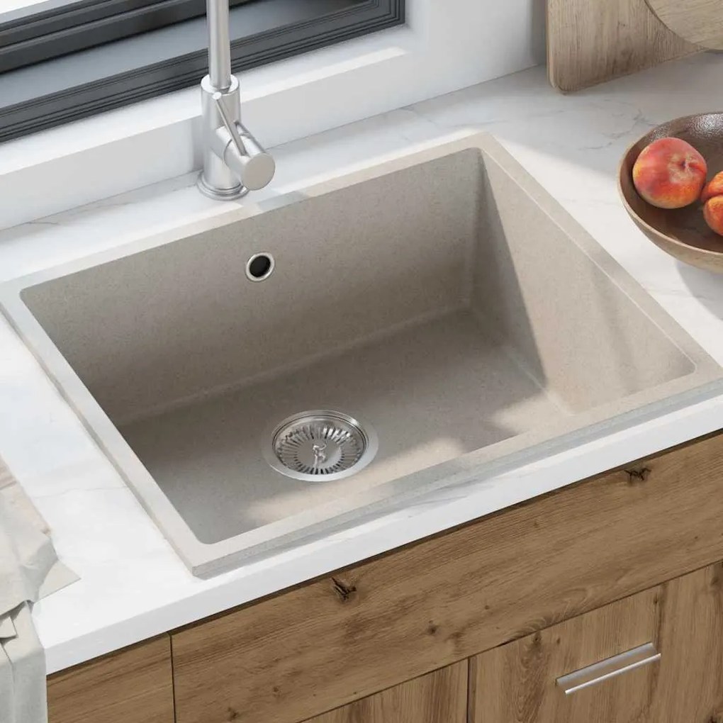 vidaXL Σιντρινο κουζίνας Μπεζ 54 x 44 x 20 εκ. Γρανίτης