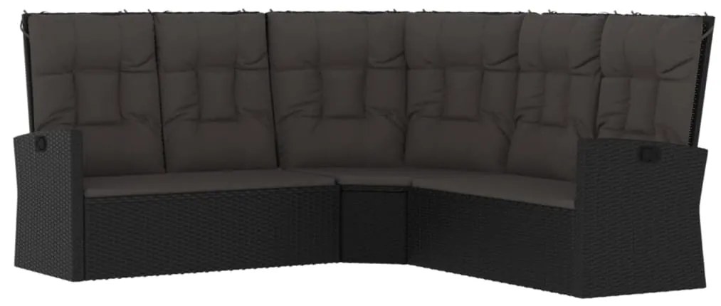 vidaXL Σαλόνι Κήπου Σετ 2 Τεμαχίων Μαύρο Συνθετικό Ρατάν με Μαξιλάρια