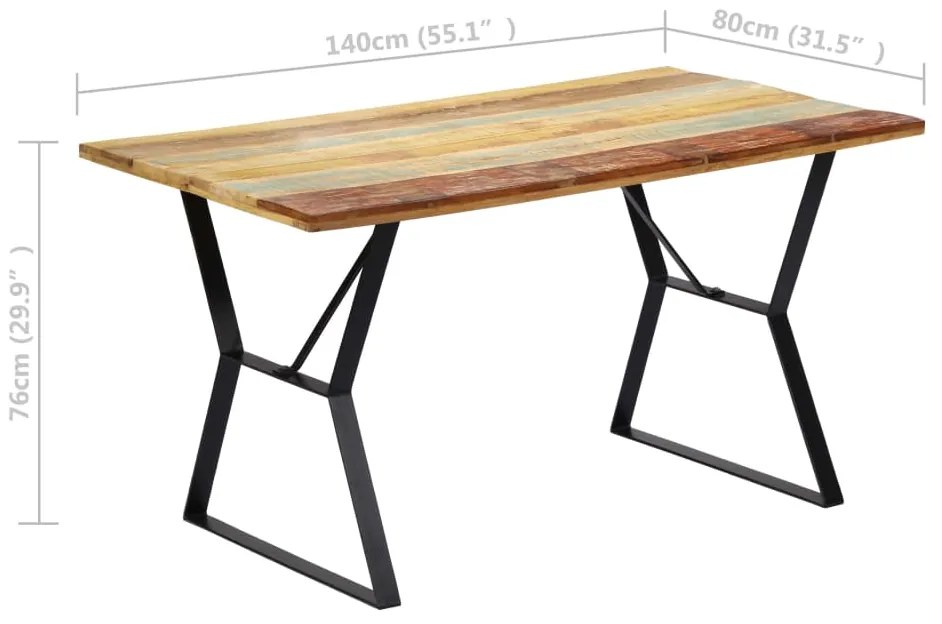 vidaXL Τραπεζαρία 140 x 80 x 76 εκ. από Μασίφ Ανακυκλωμένο Ξύλο