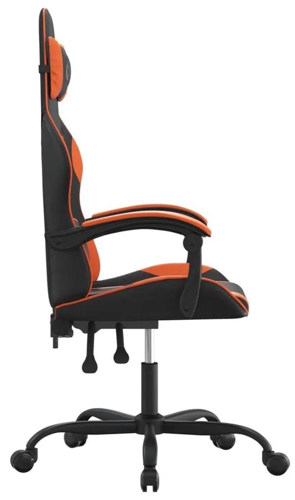 Καρέκλα Gaming Περιστρεφόμενη Μαύρη/Πορτοκαλί Συνθετικό Δέρμα - Πορτοκαλί