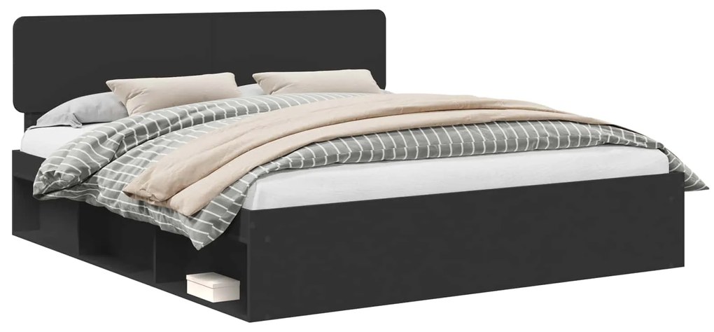 vidaXL Σκελετός Κρεβατιού Μαύρο 180 x 200 cm Στερεά ξυλεία πεύκου