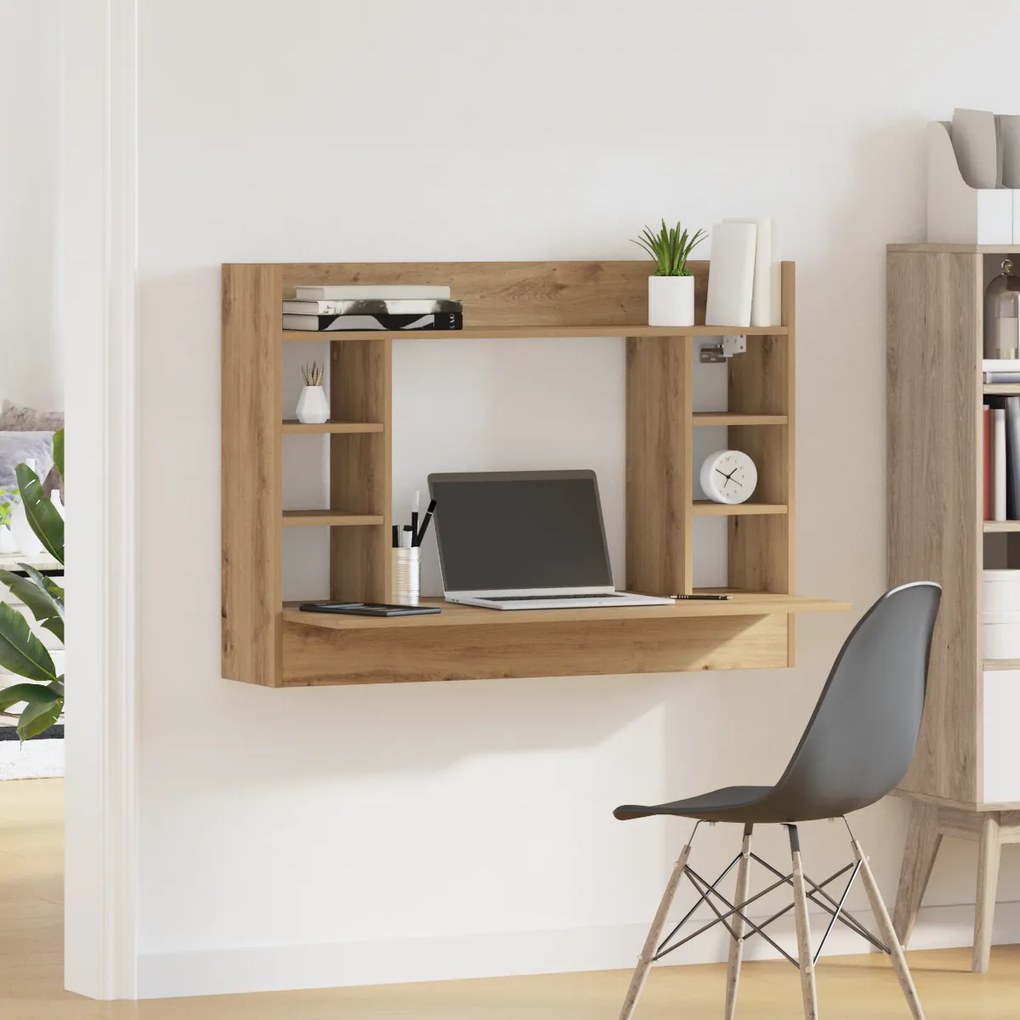 vidaXL Γραφείο Τοίχου Μαύρης Δρυός 105x48x75 cm Επεξεργασμένο Ξύλο