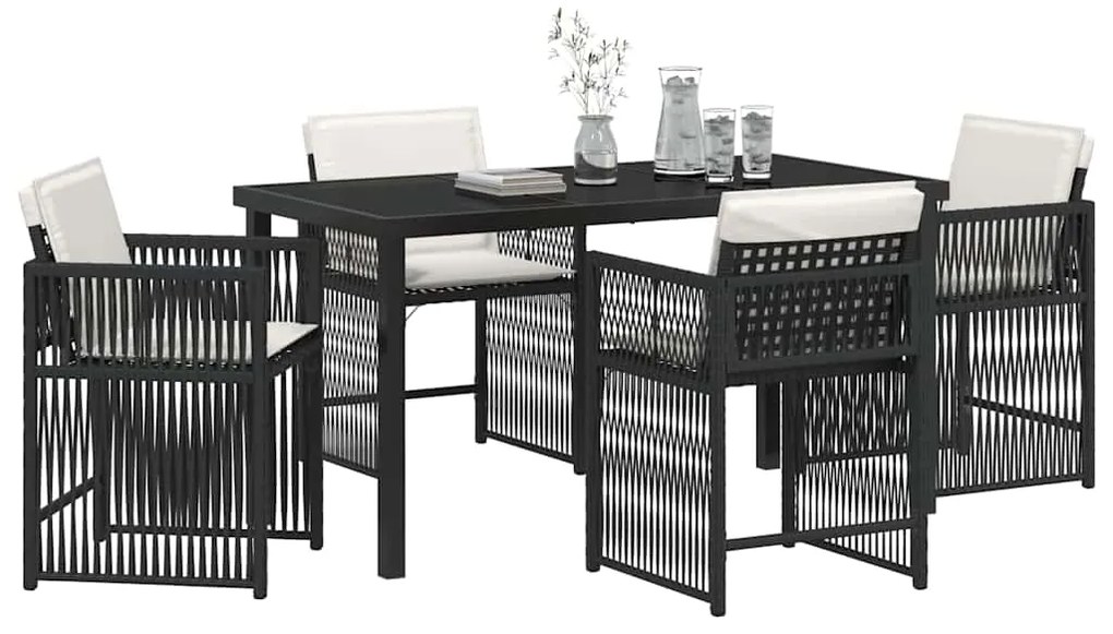 vidaXL Σέτ φαγητού για κήπο 5 pcs Μαύρο συνθετικό ρατάν