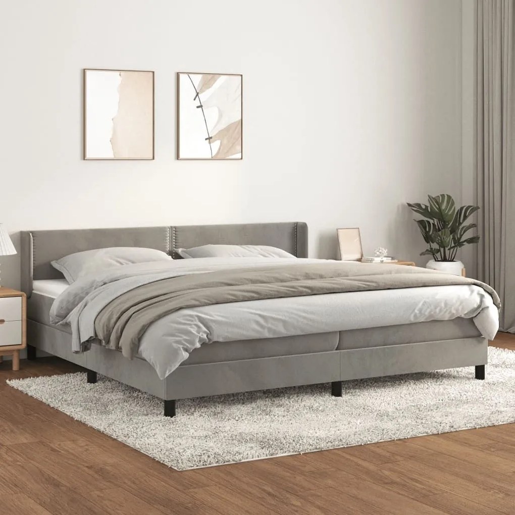 ΚΡΕΒΑΤΙ BOXSPRING ΜΕ ΣΤΡΩΜΑ ΑΝΟΙΧΤΟ ΓΚΡΙ 200X200 ΕΚ. ΒΕΛΟΥΔΙΝΟ 3130919