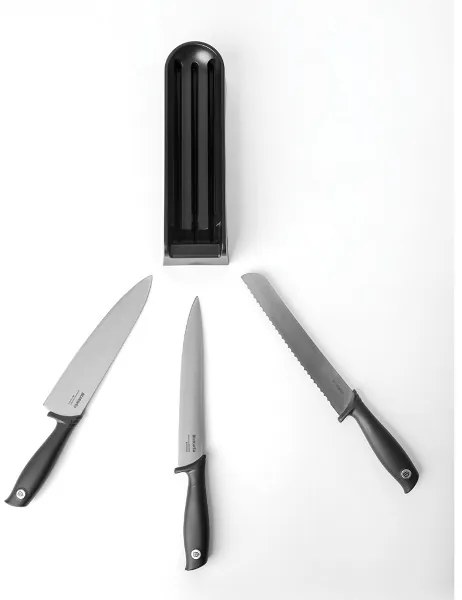 Brabantia 1001176 Σετ Μαχαίρια με Βάση από Ανοξείδωτο Ατσάλι 3τμχ Tasty+ Dark Grey