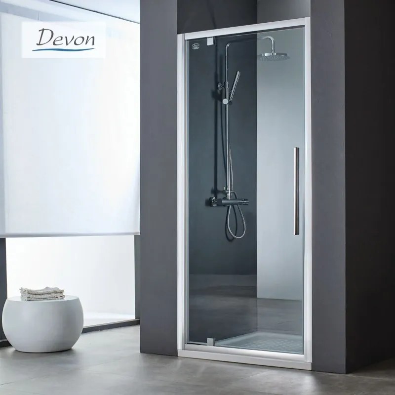 DEVON Flow Pivot Πόρτα Ντουζιέρας με 1 ανοιγόμενο φύλλο CHROME 77-81 Υ195εκ &amp; 1προφίλ προέκτασης x3cm