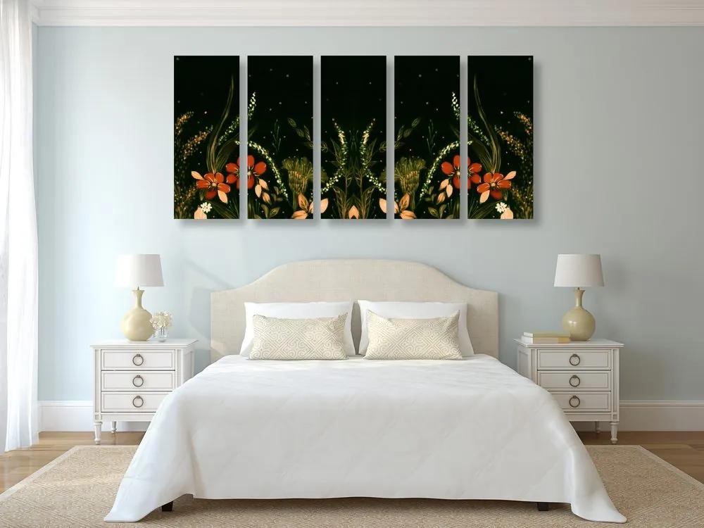 Εικόνες 5 μερών με floral στολίδι - 100x50