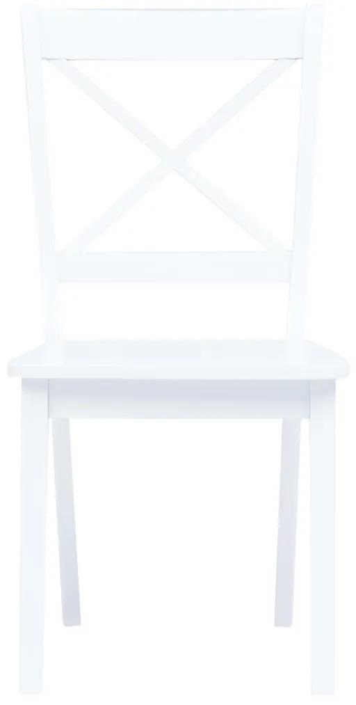 vidaXL Καρέκλες Τραπεζαρίας 2 τεμ. Λευκές Μασίφ Ξύλο Καουτσουκόδεντρου