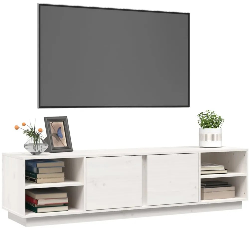 vidaXL Έπιπλο Τηλεόρασης Λευκό 156 x 40 x 40 εκ. από Μασίφ Ξύλο Πεύκου