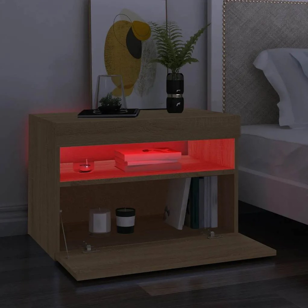vidaXL Έπιπλο Τηλεόρασης με LED Sonoma Δρυς 60 x 35 x 40 εκ.